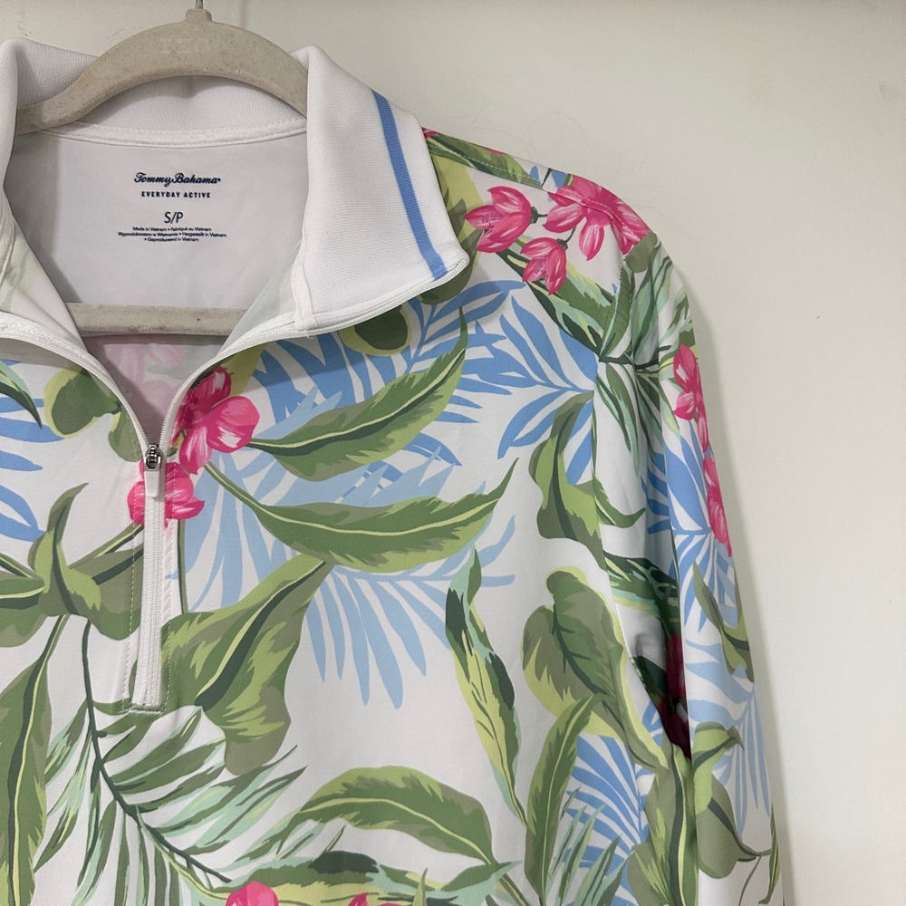 Tommy Bahama Everyday Active Pullover Womens Small Floral Tropical Quarter Zip